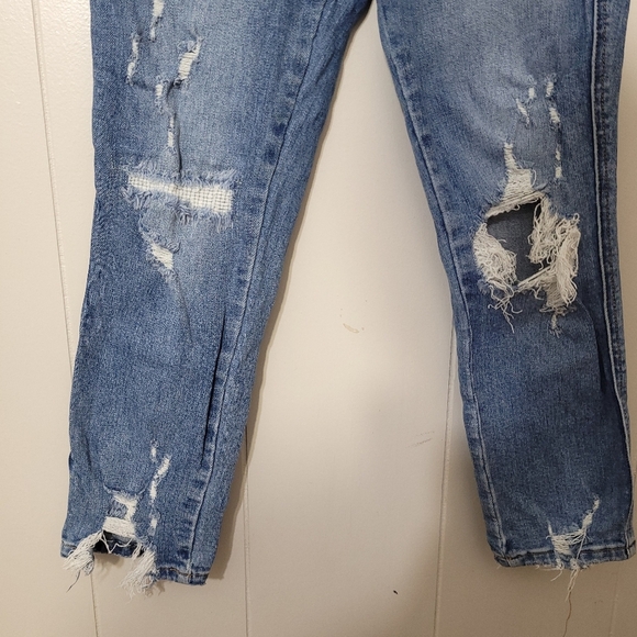 Mica Los Angeles Jeans Womens Blue Distressed Slim Straight High Rise Size 24 - Picture 4 of 11